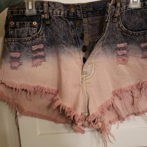 Ombre denim shorts